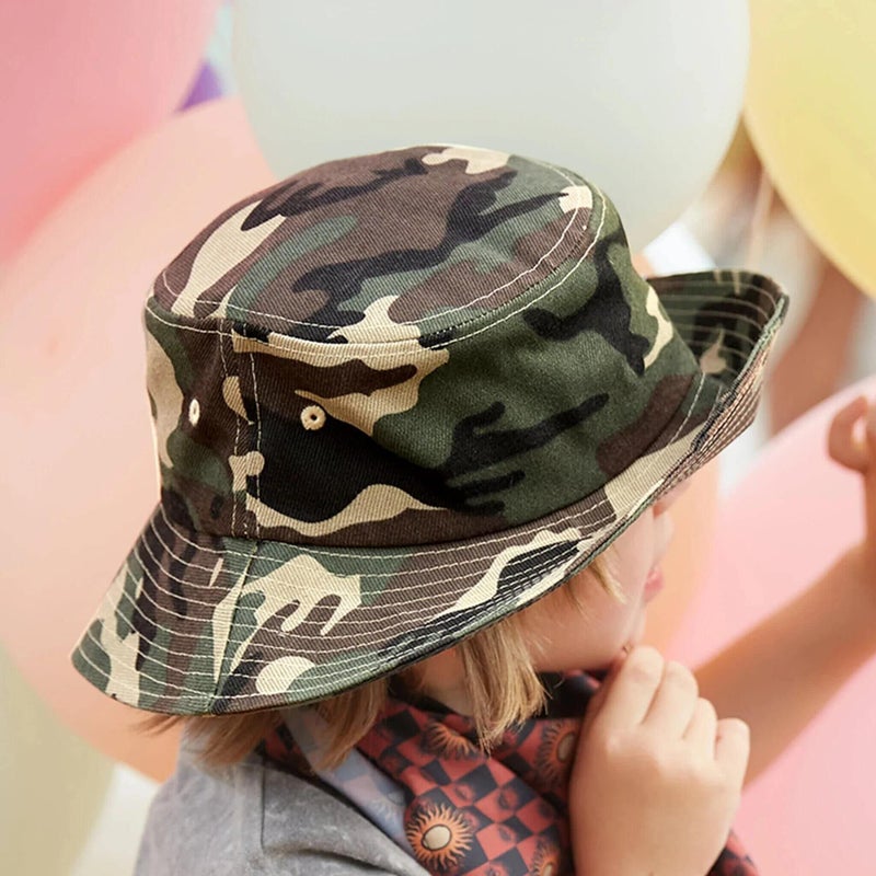Eohak Kids Boys Camo Sun-Hat Bucket Hat Outdoor Boonie-Cap Fishing Hat for 7-14Yrs(Size 7-14Y) - Image 4